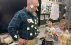 2nd graders plastered Matt Whitbeck of Whitbeck Construction with “thank you” notes following a toolbox build that he led.